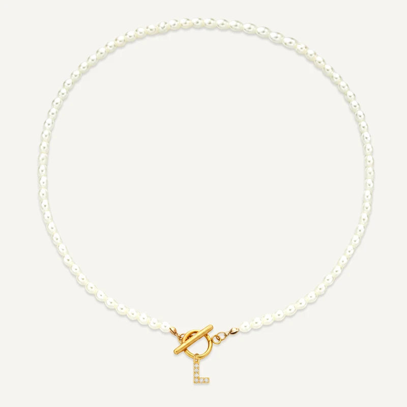 Collier Perles Initiale L