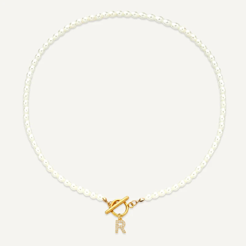 Collier Perles Initiale R