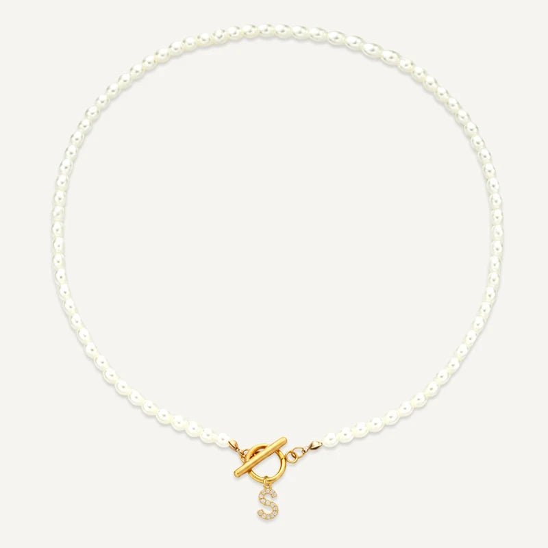 Collier Perles Initiale S