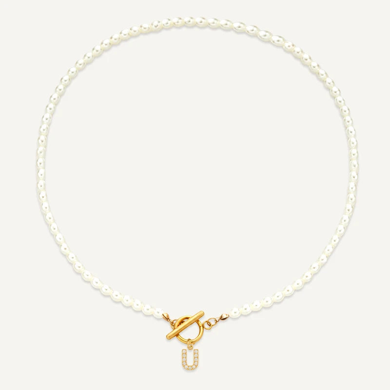 Collier Perles Initiale U