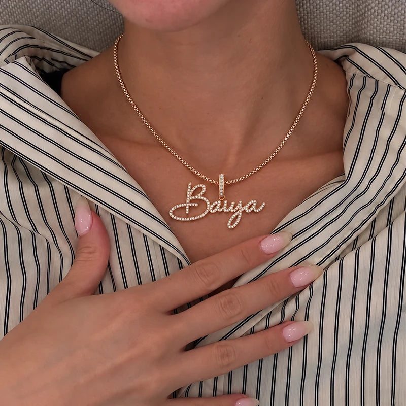Collier Personnalisé Prénom Strass Or Femme