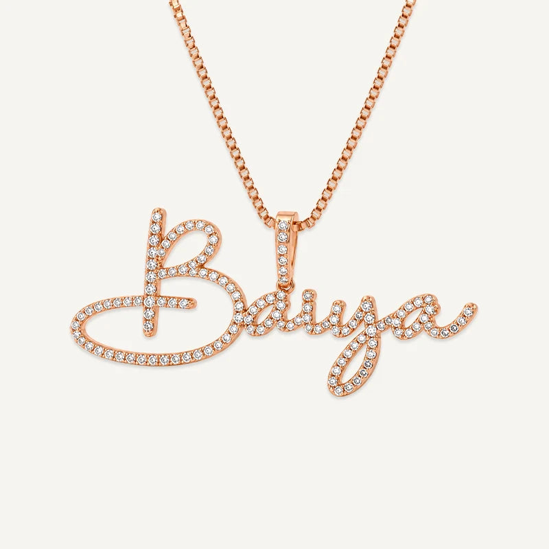 Collier Personnalisé Prénom StrassOr Rose