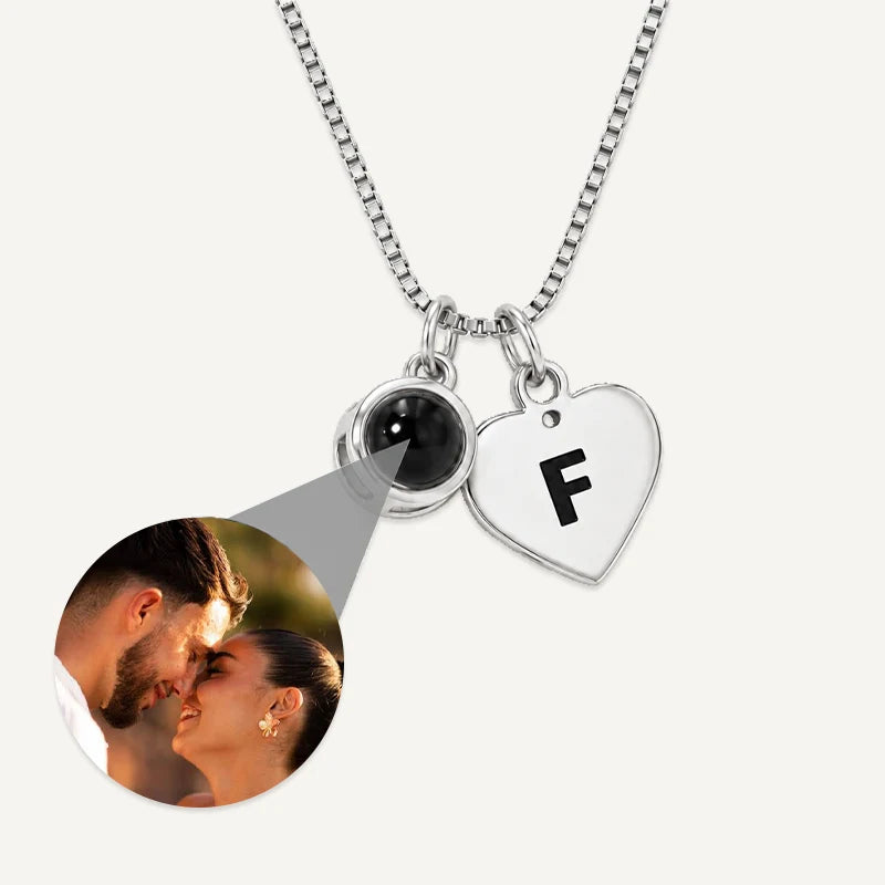 Collier Photo Projection et Initiale Argent