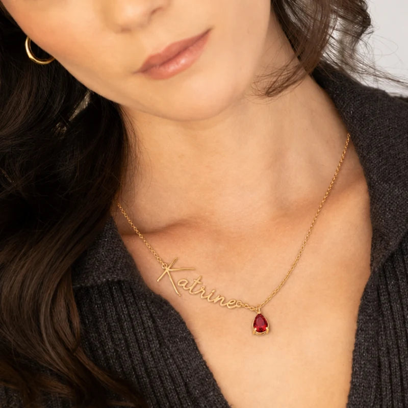 Collier Pierre de Naissance avec Prénom Or Femme