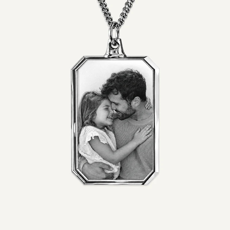 Collier Plaque Photo Cristal 3D