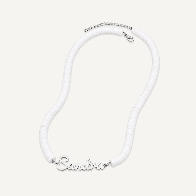 Collier Prénom Enfant Coloré Argent Blanc