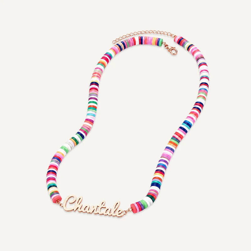 Collier Prénom Enfant Multicolore Or Rose