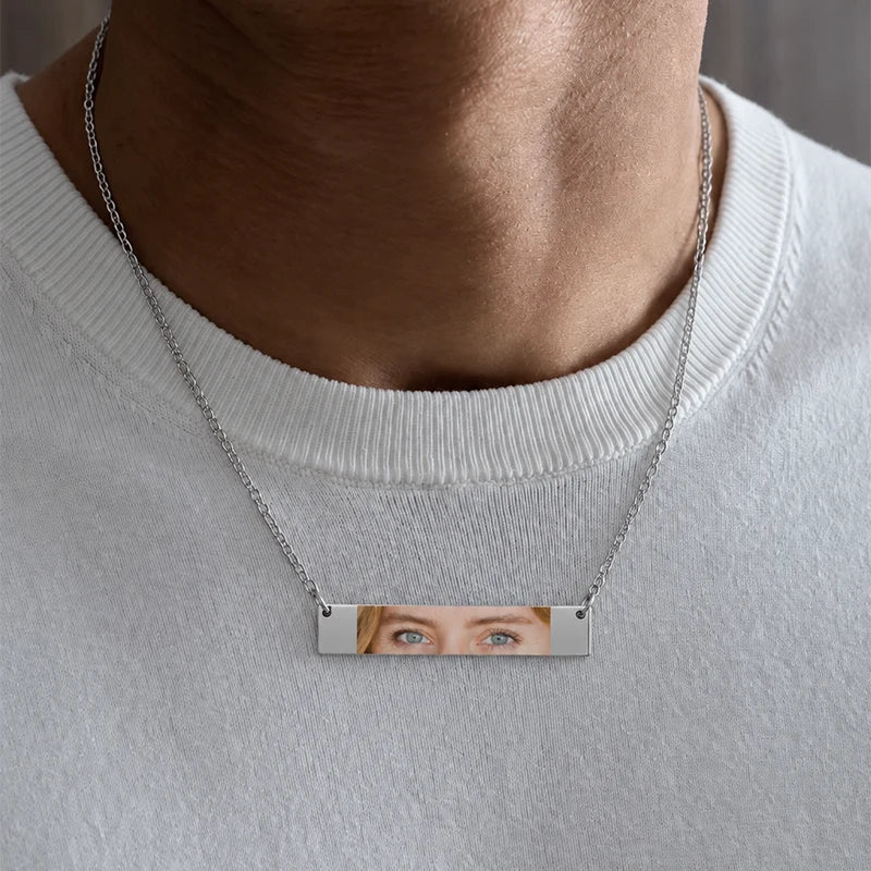 Collier Regard Horizontal Personnalisé Argent Homme
