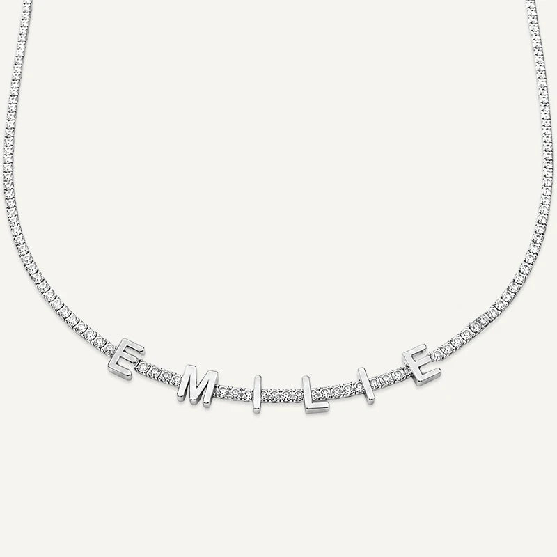 Collier Tennis Prénom Personnalisé Argent