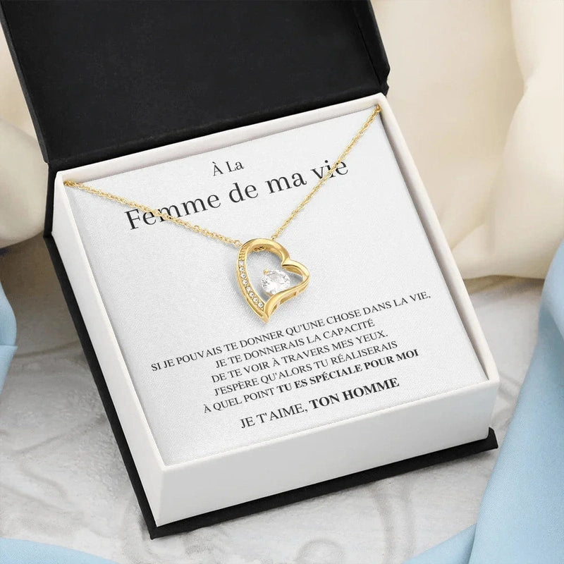 À la Femme de ma vie - Collier Cœurs Diamant