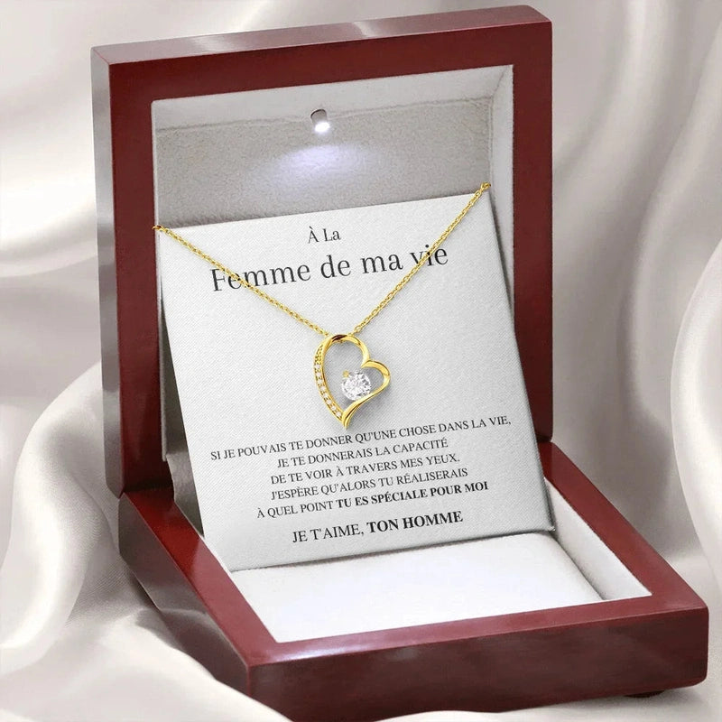 À la Femme de ma vie - Collier Cœurs Diamant