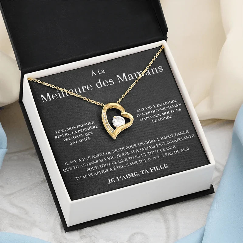 À la Meilleure des Mamans, Je t'Aime, Ta Fille - Collier Cœurs Diamant Or