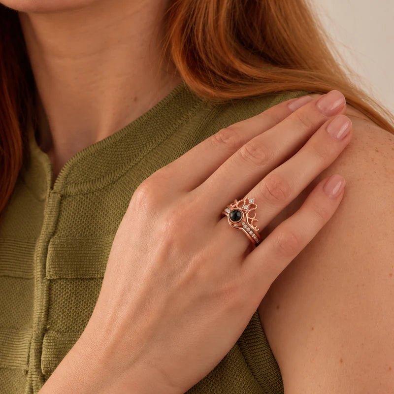 Bague Couronne Projection Photo Femme