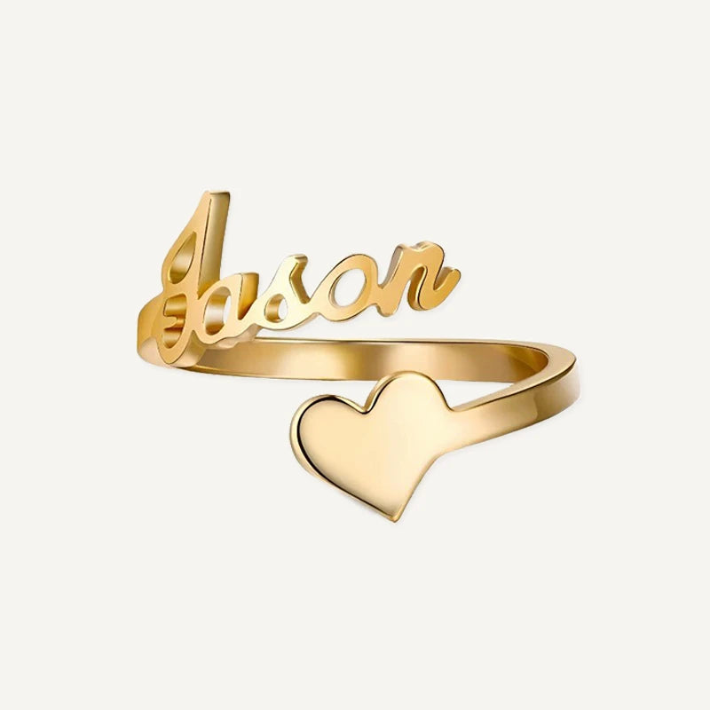 Bague Prénom Personnalisée avec Cœur Or