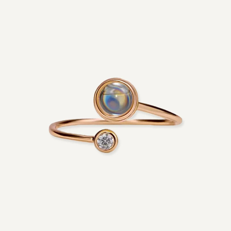 Bague Projection Photo Diamant Or Rose