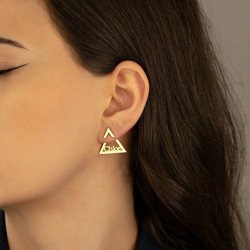 Boucles d'Oreilles Triangle Prénom