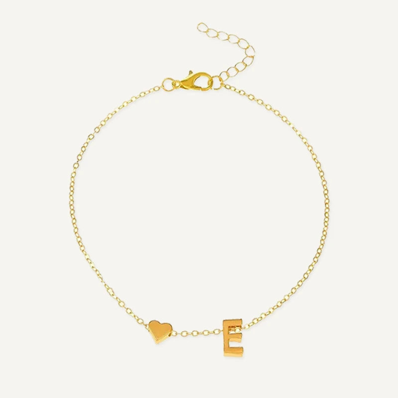 Bracelet Chaîne Initiale Personnalisée et Cœur Doré