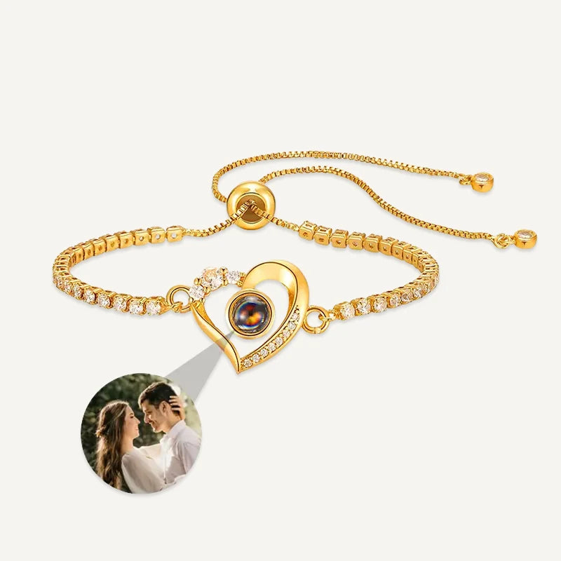 Bracelet Cœur Or 14k Projection Photo