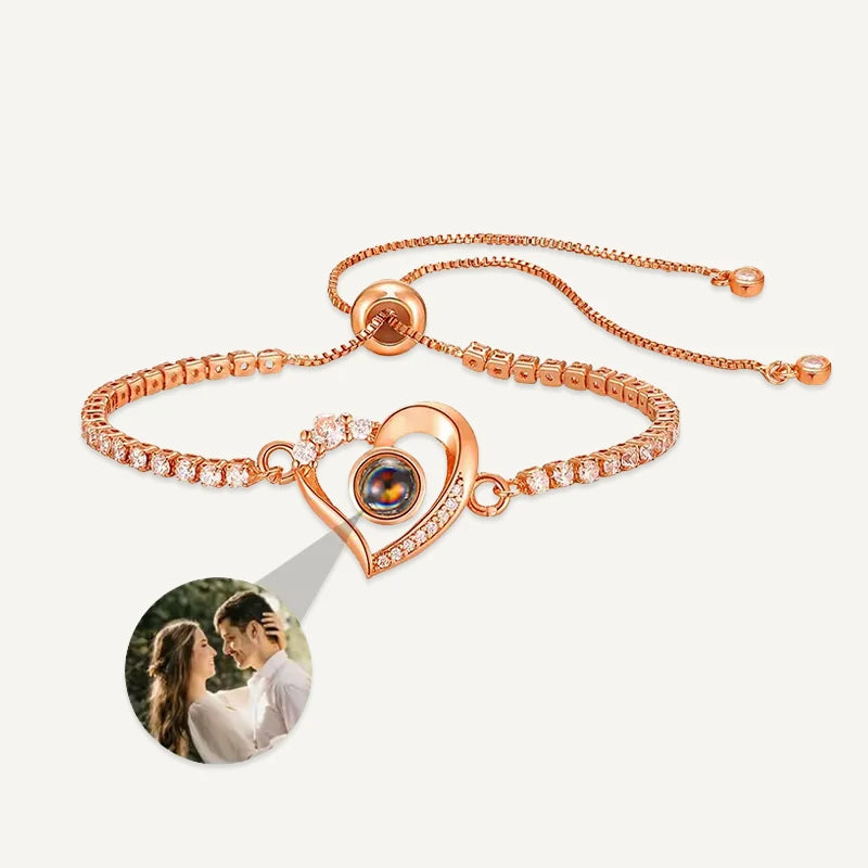 Bracelet Cœur Or Rose 14k Projection Photo