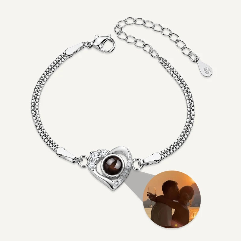 Bracelet Cœur Photo Projection Argent