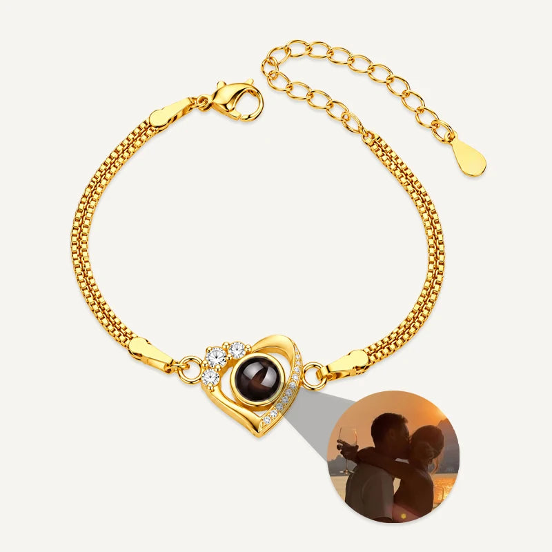 Bracelet Cœur Photo Projection Or