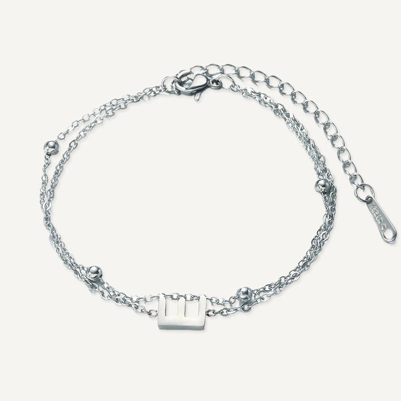 Bracelet Double Chaîne Initiale Argent Lettre E