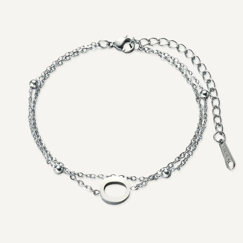 Bracelet Double Chaîne Initiale Argent Lettre O
