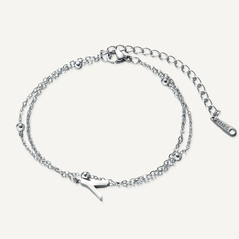 Bracelet Double Chaîne Initiale Argent Lettre Y
