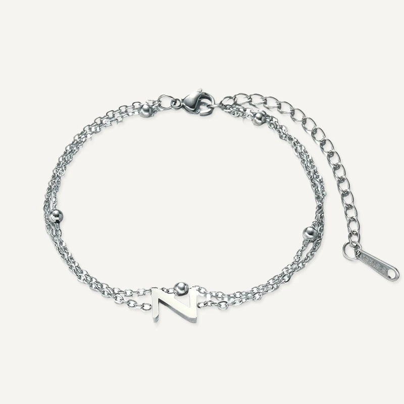 Bracelet Double Chaîne Initiale Argent Lettre Z