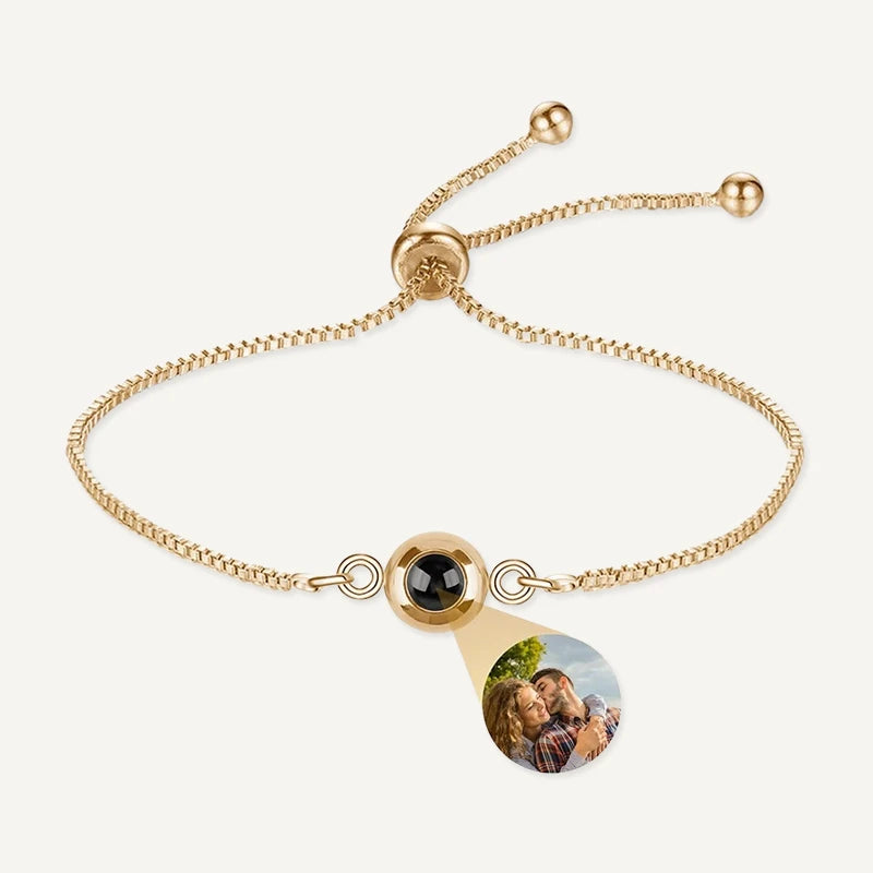 Bracelet Élégant Femme avec Projection Photo Or