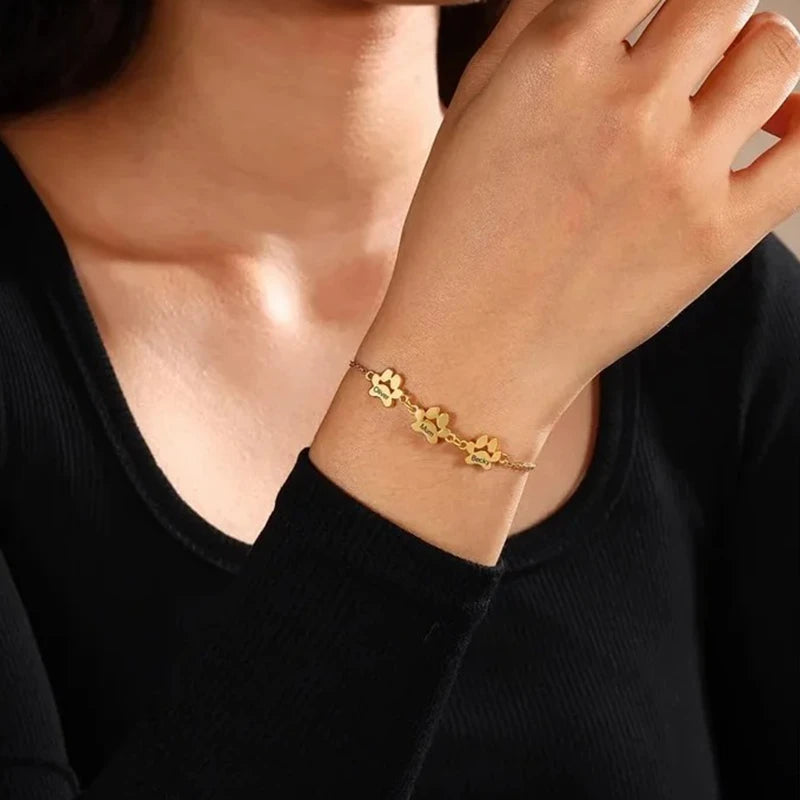Bracelet Patte de Chien Personnalisé Femme