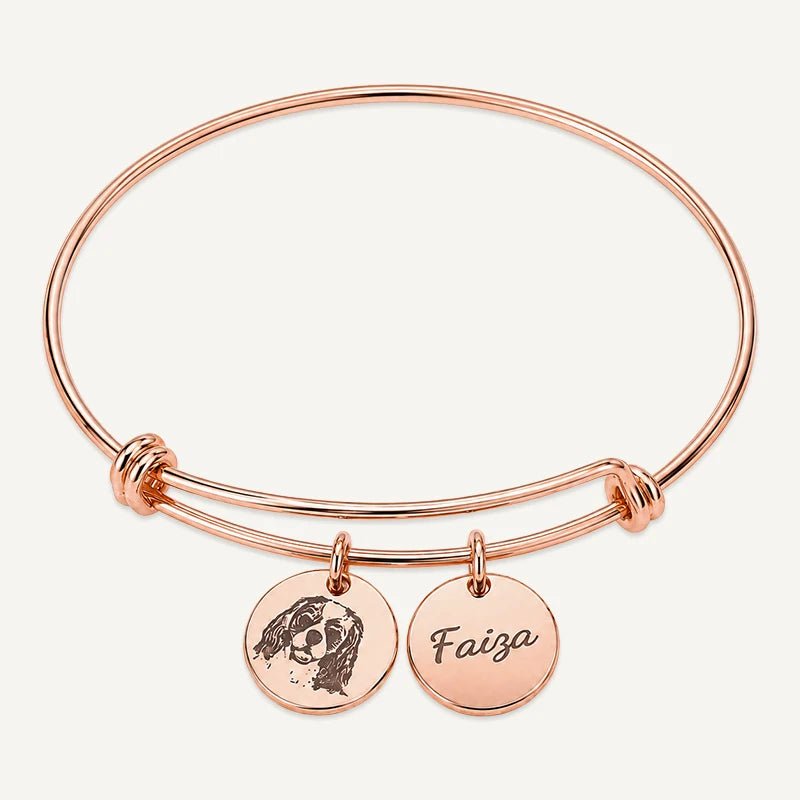 Bracelet Photo Animal et Prénom Or Rose