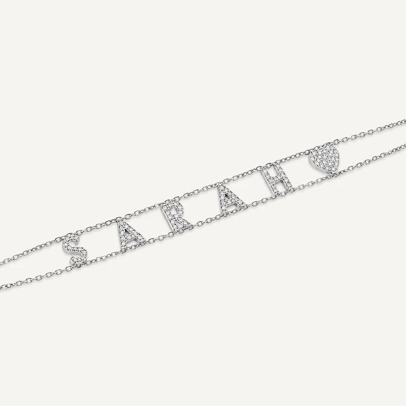Bracelet Prénom Personnalisé avec Strass Argent
