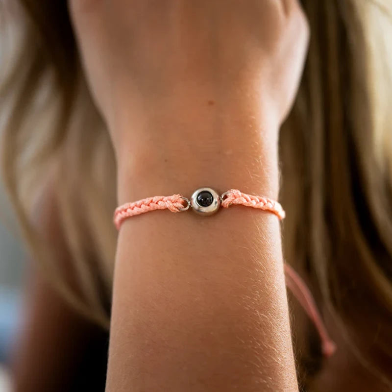 Bracelet Tressé avec Projection Photo Personnalisée Femme