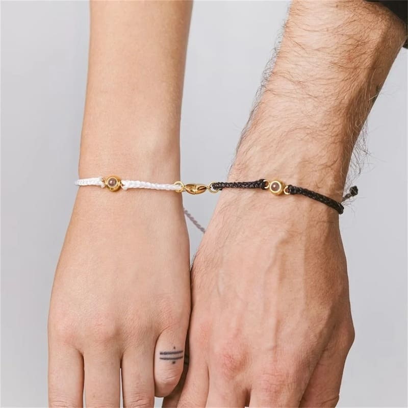 Bracelets Couple Projection Photo Cœur Aimanté