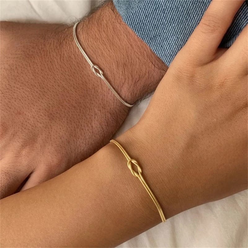 Bracelets Nœud pour Couple avec Initiales Acier Inoxydable