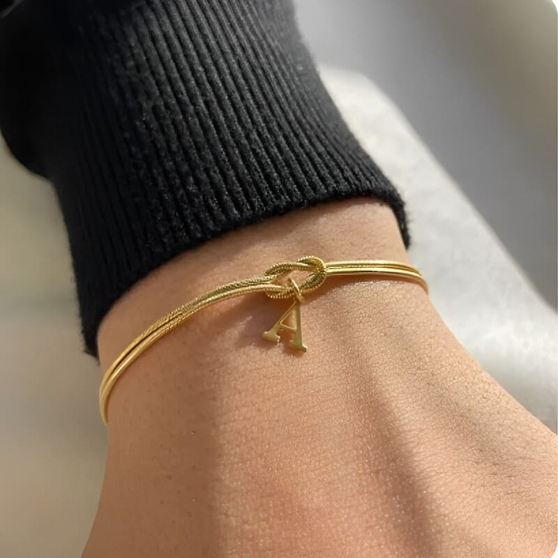 Bracelets Nœud pour Couple avec Initiales Cadeau