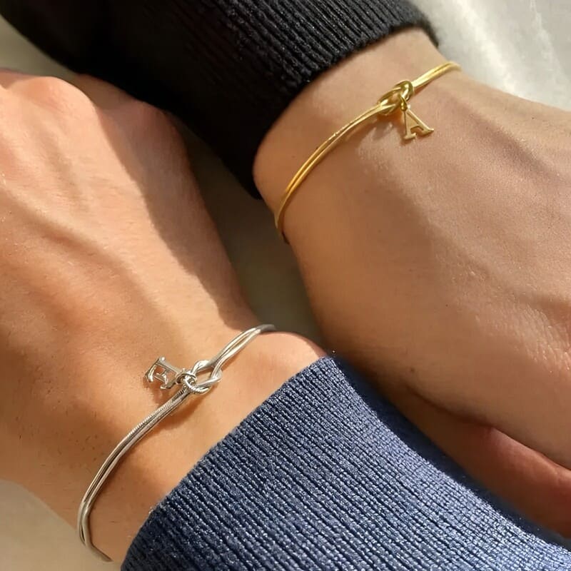 Bracelets Nœud pour Couple avec Initiales