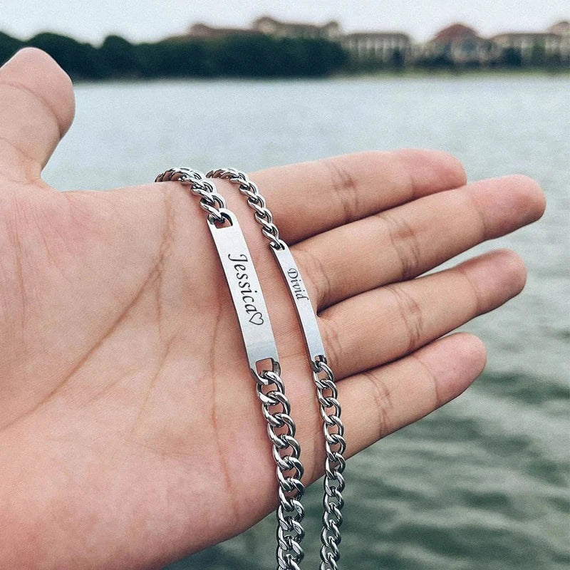 Bracelets Personnalisés pour Couple avec Coffret Rose Éternelle