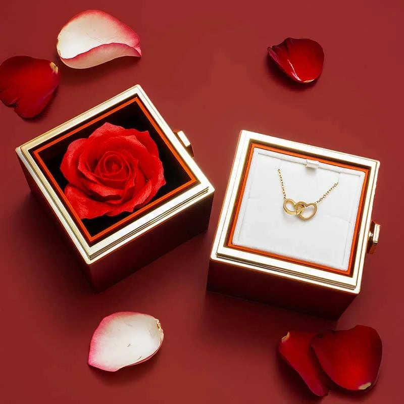 Coffret Rose Éternelle avec Collier Personnalisé