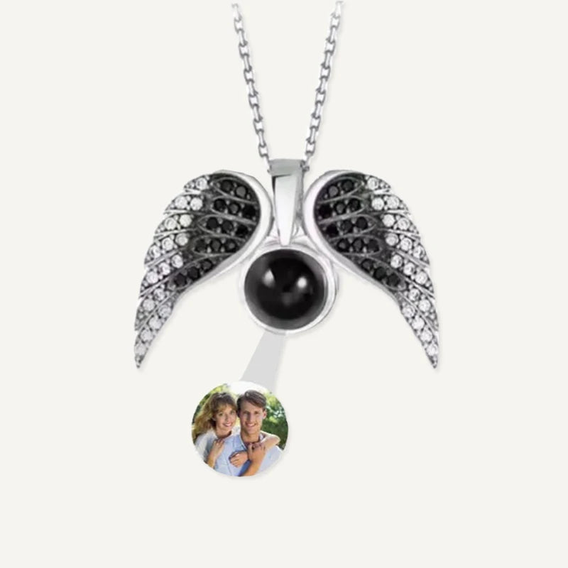 Collier Ailes d'Ange avec Projection Photo Noir