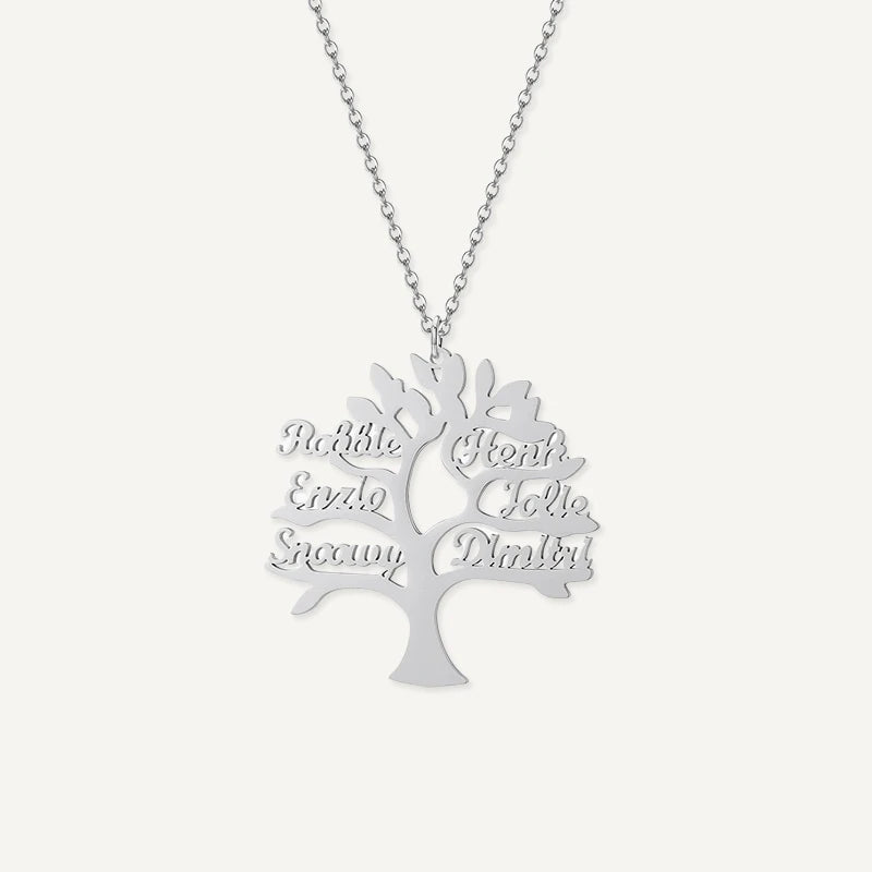 Collier Arbre de Vie Prénoms Personnalisés Argent