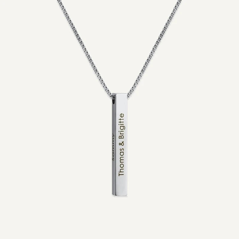 Collier Barre Verticale Personnalisé Argent
