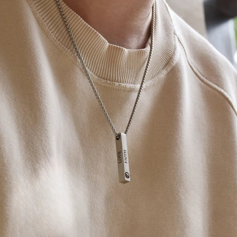 Collier Barre Verticale Personnalisé et Projection Photo Homme