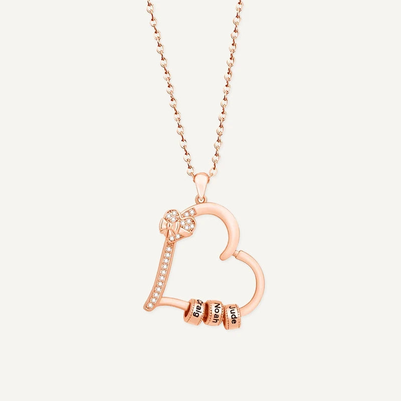 Collier Cœur Charm avec Prénoms Personnalisés Or Rose