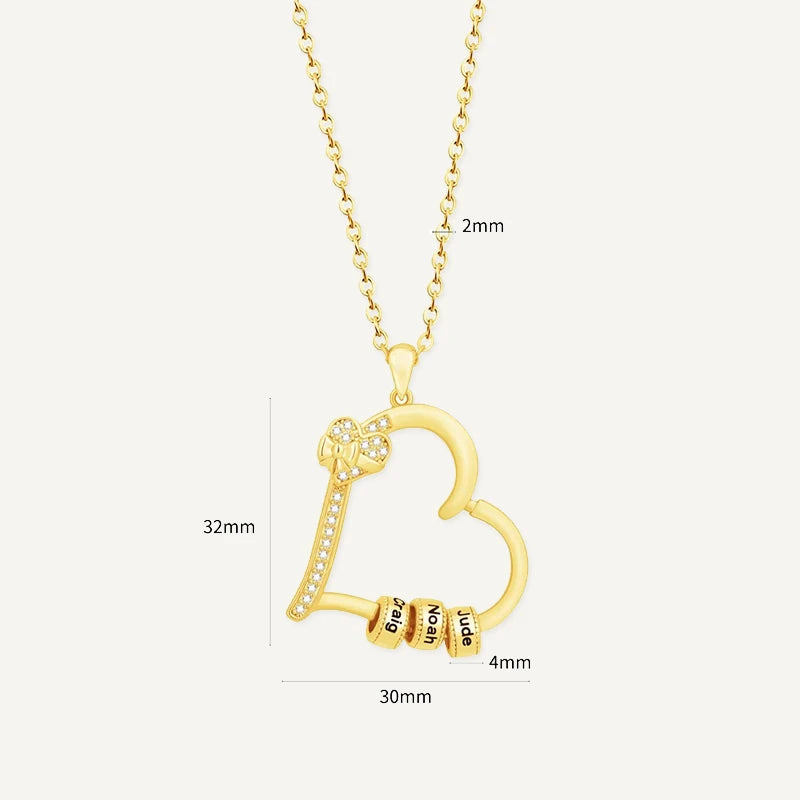 Collier Cœur Charm avec Prénoms Personnalisés Taille