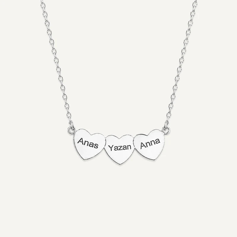 Collier Cœurs Prénoms Gravés Argent