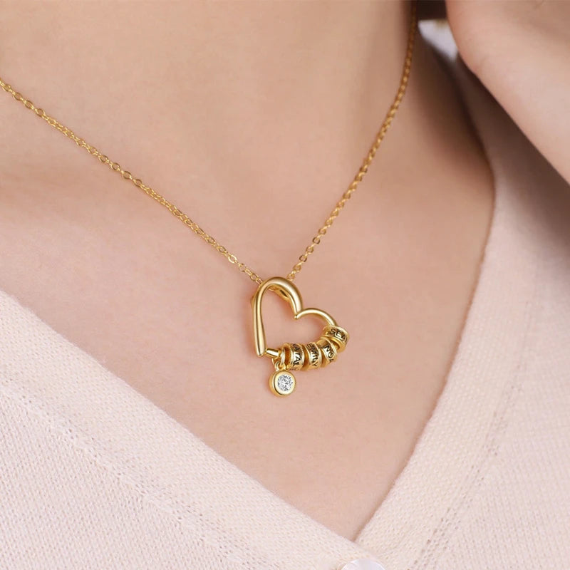Collier Cœur Prénoms avec Pierre de Naissance Femme