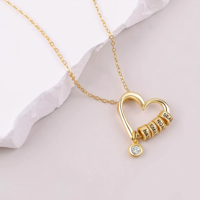 Collier Cœur Prénoms avec Pierre de Naissance