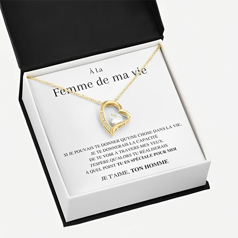 À la Femme de ma vie - Collier Cœurs Diamant